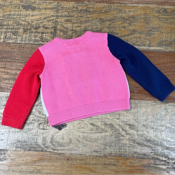 Tommy Hilfiger Red pink blue Sweater 18 months Colorblock - Picture 2 of 9